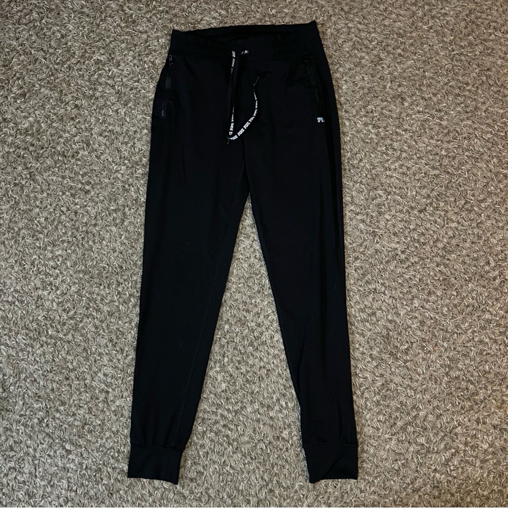 PINK Victoria's Secret XS Ultimate Joggers Pants Black Zipper Pockets